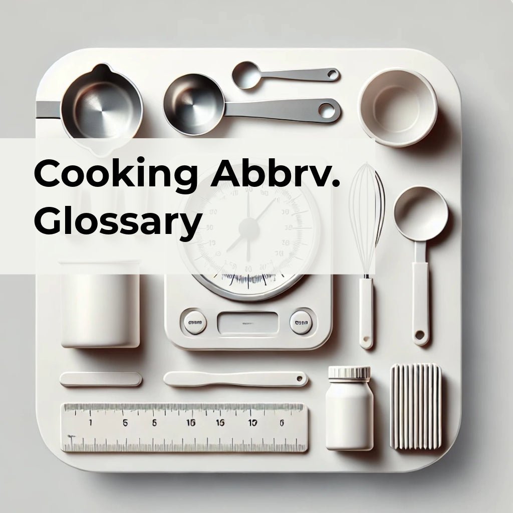 Cooking measuring tools laid on a white background