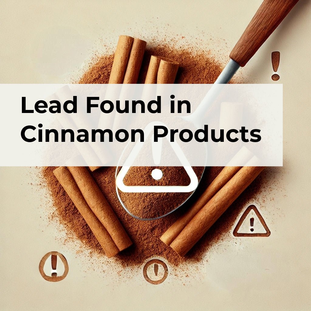 Ground and not ground cinnamon with warning sign as a banner for the article